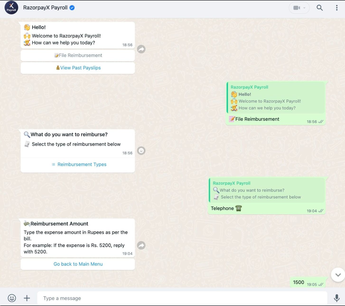 RazorpayX’s WhatsApp chatbot simplifies payroll, enabling employees to access payslips and reimbursements instantly, anytime, anywhere.