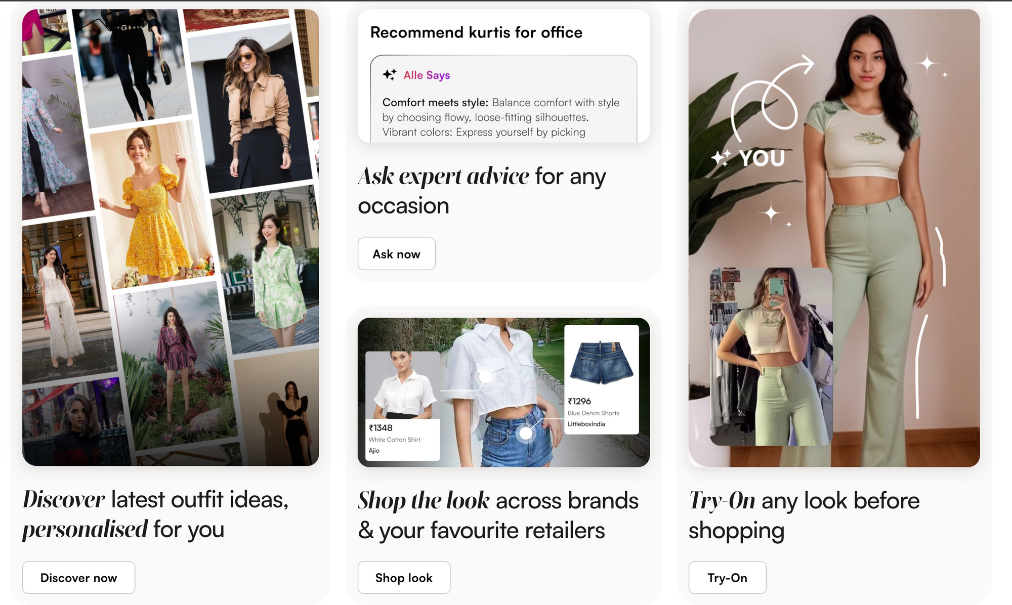 Alle – AI-powered personal styling assistant transforming online fashion shopping with real-time style advice and outfit inspirations.